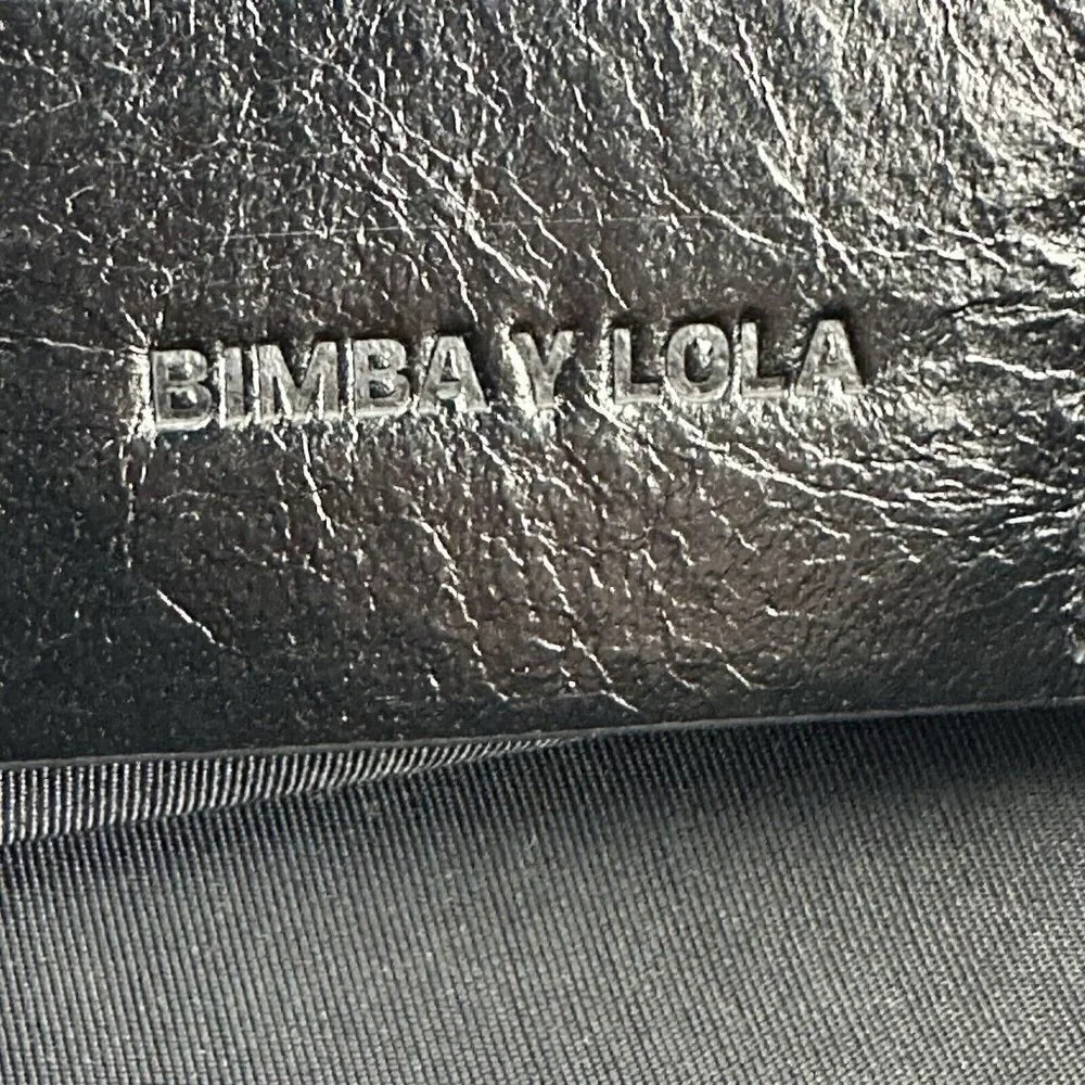 Bimba Y Lola Handbag Teal Black Snakeskin Leather Shoulder Bag Purse Unique‎
